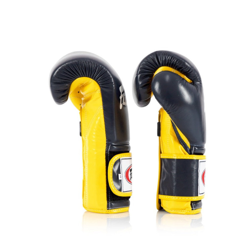 Боксерські рукавиці Fairtex BGV9 Mexican Blue/Yellow 14 унцій (бинти в комплекті)