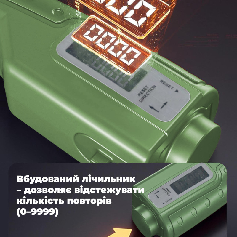 Еспандер кистьовий з лічильником PowerPlay PP-4403 з регульованим навантаженням 10-100 кг. Зелений