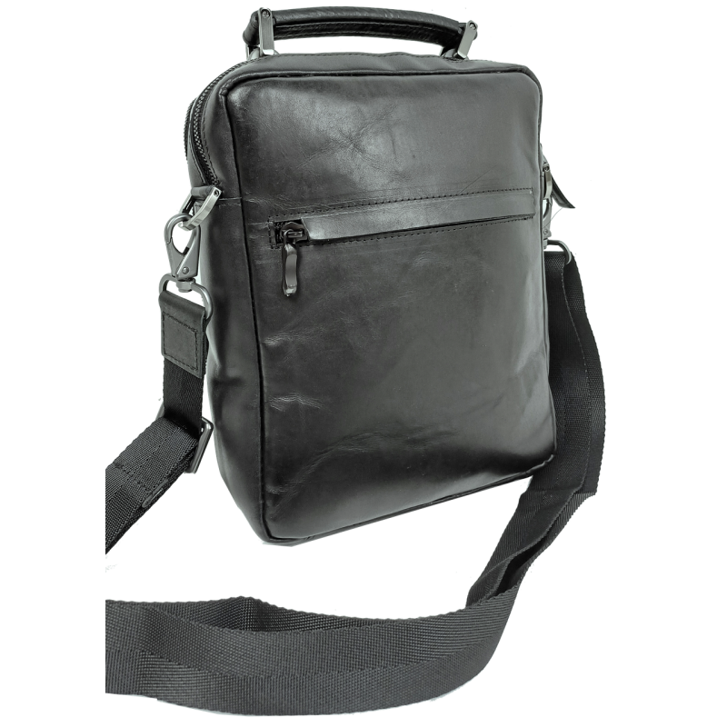 Кожаная мужская сумка, барсетка Mykhail Ikhtyar черная