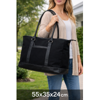 Коттонова дорожня сумка 40L Live in style Weekender чорна 55х35х24 см
