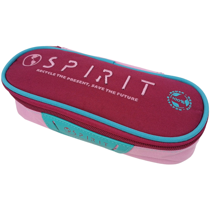 Школьный пенал Spirit бордовый с розовым