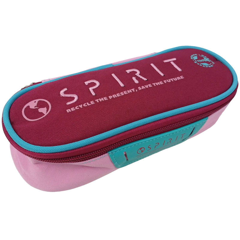 Школьный пенал Spirit бордовый с розовым
