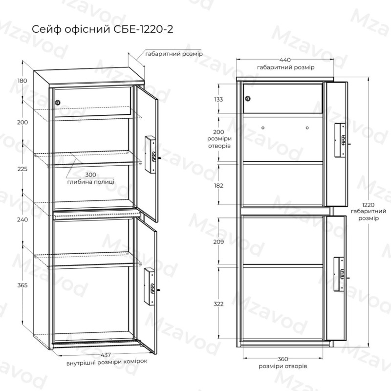 Офісний сейф СБЕ-1220/2 сірий