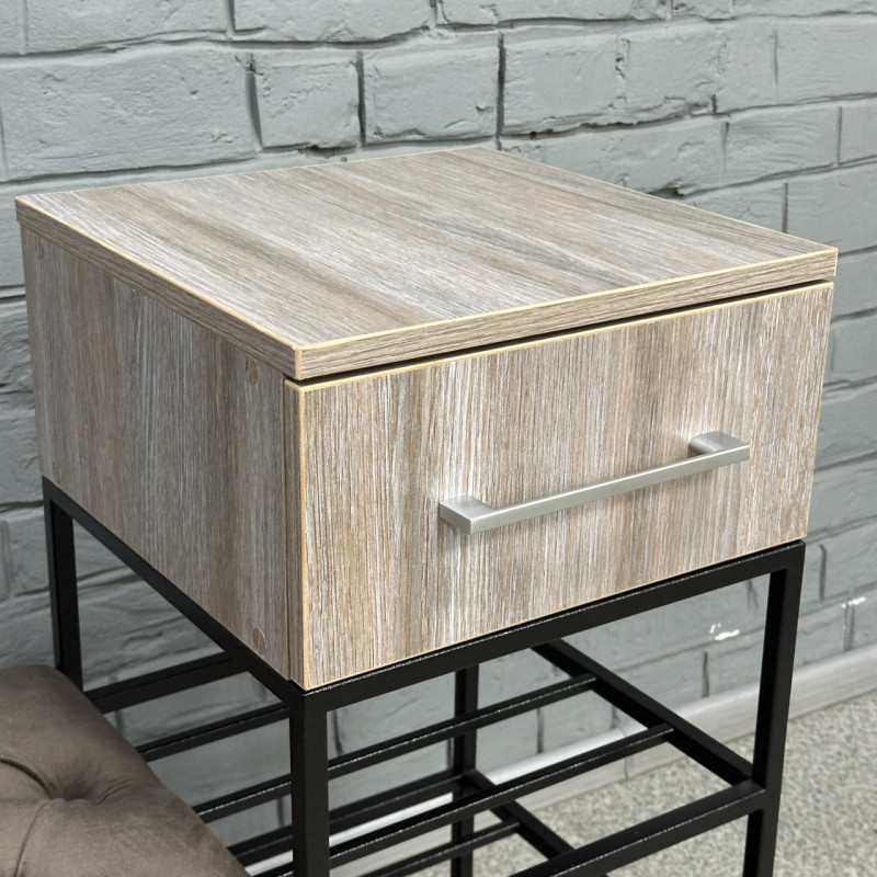 Банкетка для взуття Атланта-1R 80 см велюр сіро-коричневий/дуб платиновий 5-2-9005