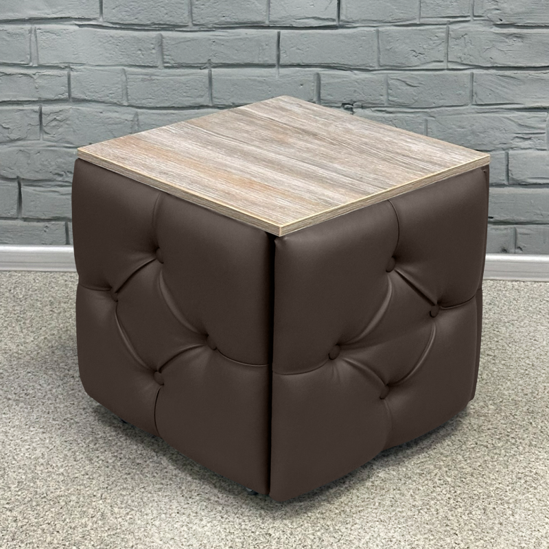 Пуф-трансформер 5в1 Остин-1 со столиком экокожа коричневый/дуб платиновый 5-2-9005