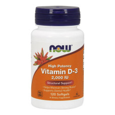 Витамины, Vitamin D-3 50 mcg (2000 IU), NOW, 120 капсул
