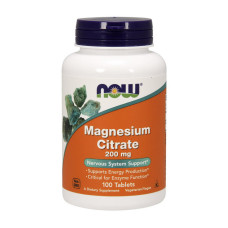 Магний, Magnesium Citrate 200 mg, NOW, 100 таблеток