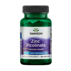 Цинк, Zinc Picolinate 22 mg, Swanson, 60 капсул
