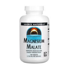 Магний, Magnesium Malate, Source Naturals, 180 таблеток