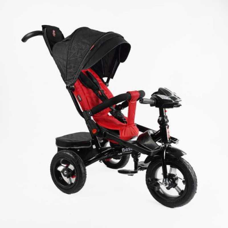 Велосипед-коляска Best Trike ПОВОРОТНОЕ СИДЕНИЕ, ФАРА МУЗЫКАЛЬНАЯ С USB,Bluetooth НАДУВНЫЕ КОЛЕСА, ПУЛЬТ ВКЛЮЧЕНИЯ СВЕТА И ЗВУКА