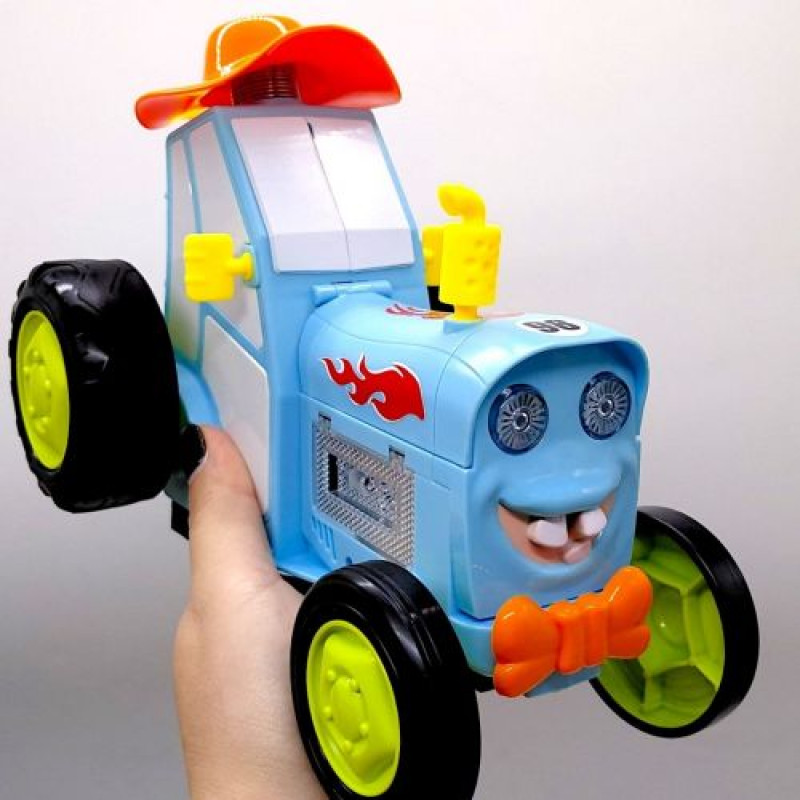 Трактор танцюючий "CrazyCar" на радіокеруванні, акум.USB.,музика, світло, танцює кор.24x14x16см (СИНІЙ)