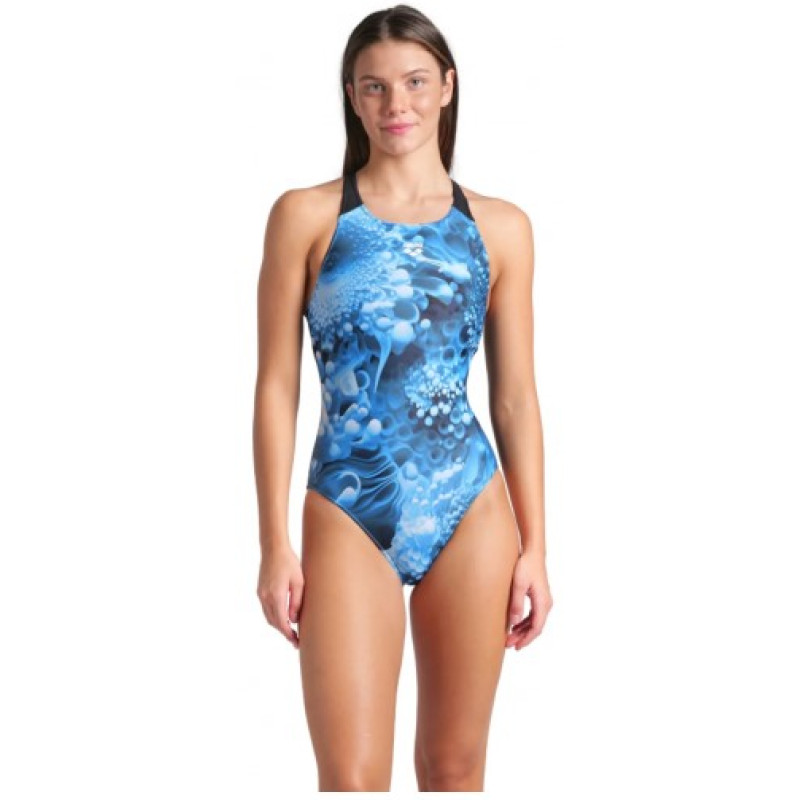 Купальник закритий для жінок Arena BLUE FLOWERS SWIMSUIT V BACK
