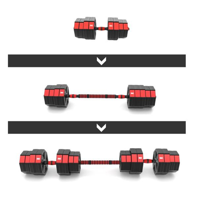 Набір штанга+гантелі HMS SGC40 - 2 х 20 кг, чорно-червоний