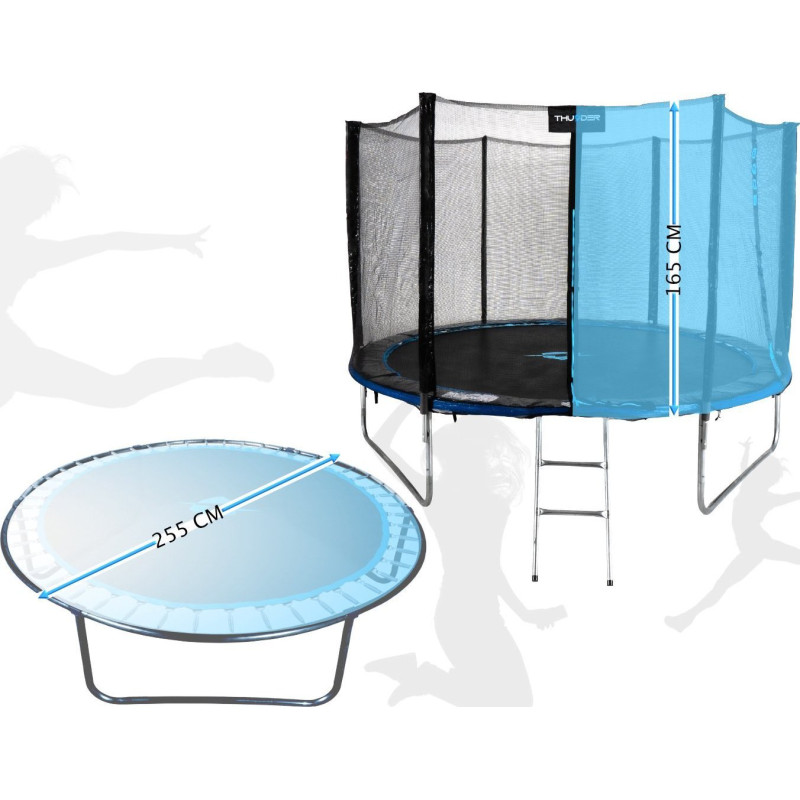 Батут THUNDER OUTSIDE PRO з зовнішньою сіткою 8 футів 244 см чорно-блакитний