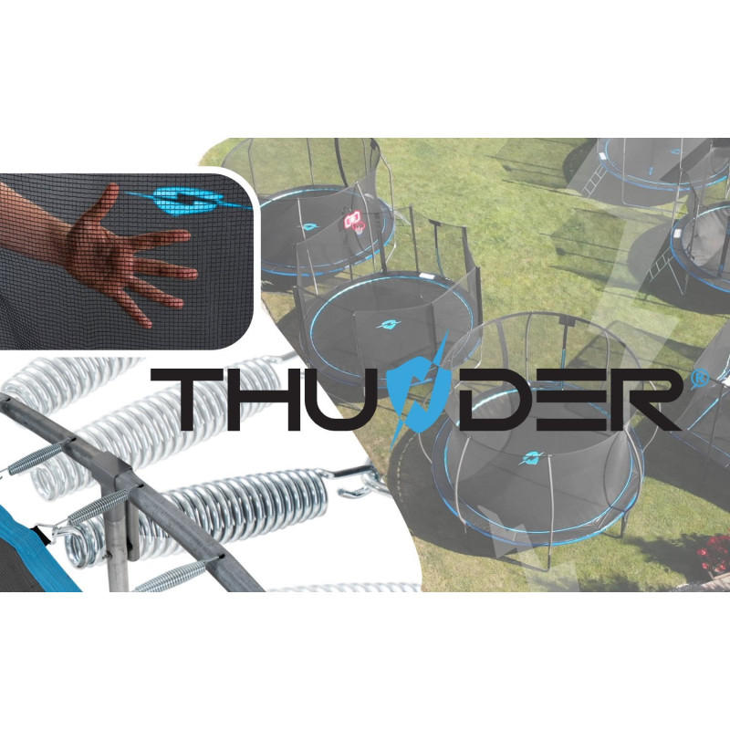 Батут THUNDER OUTSIDE PRO з зовнішньою сіткою 8 футів 244 см чорно-блакитний