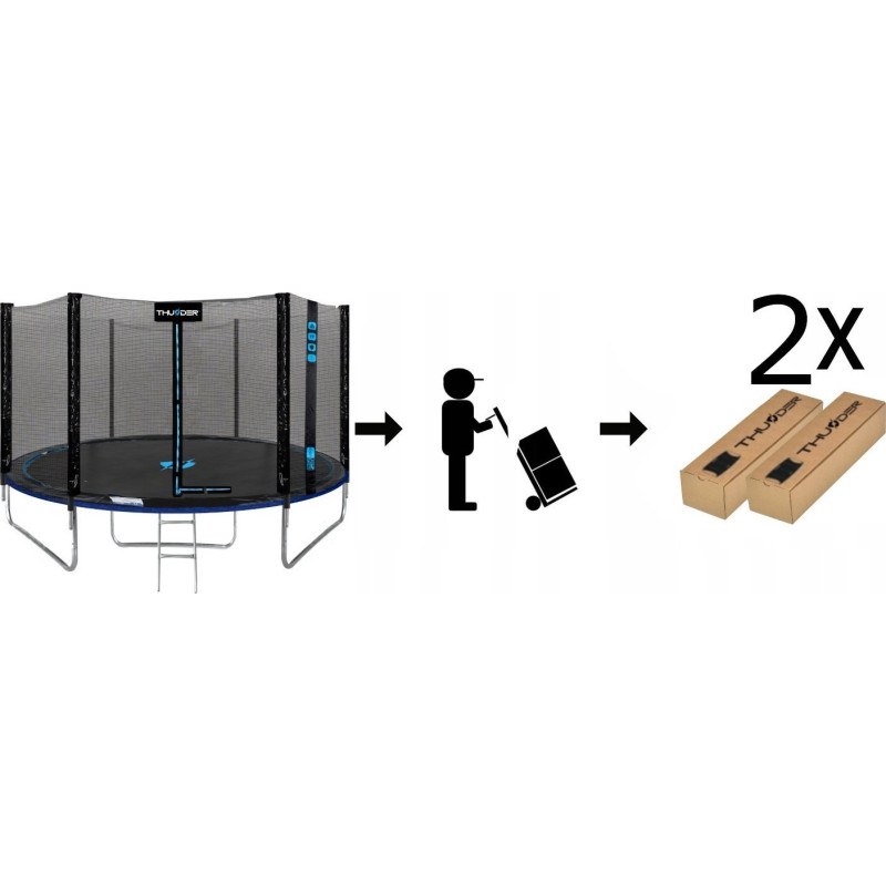 Батут THUNDER OUTSIDE PRO з зовнішньою сіткою 8 футів 244 см чорно-блакитний