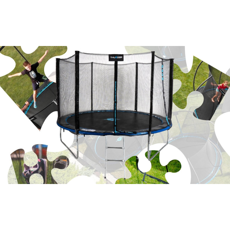 Батут THUNDER OUTSIDE PRO з зовнішньою сіткою 8 футів 244 см чорно-блакитний