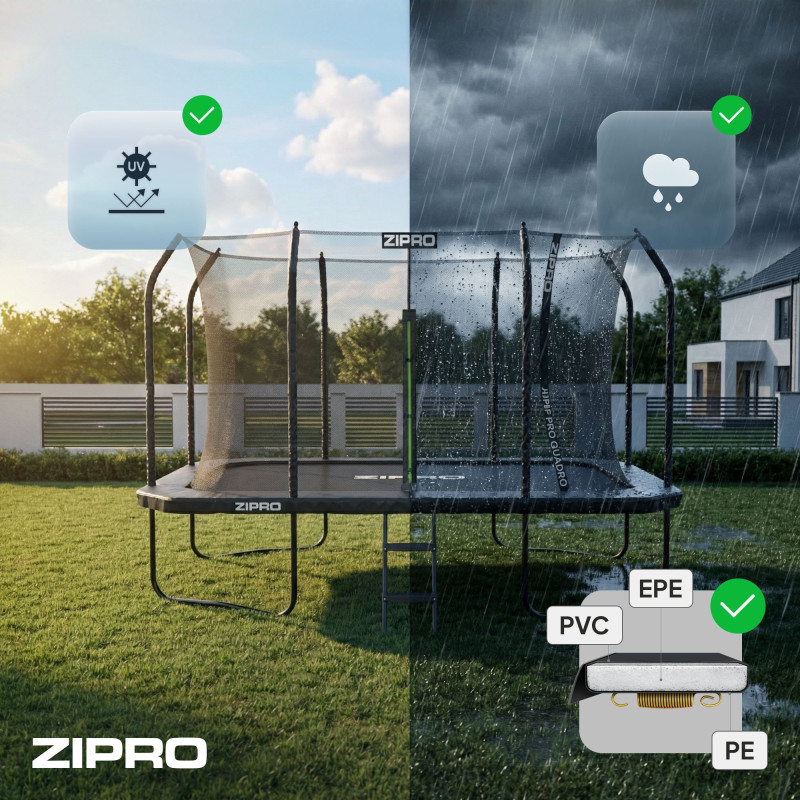 Батут Zipro Jump Pro Quadro з внутрішньою сіткою 8 х 12 футів 366 x 244 см чорний