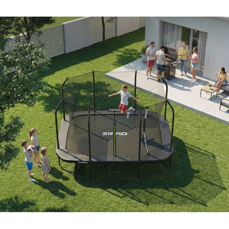 Батут Zipro Jump Pro Quadro з внутрішньою сіткою 8 х 12 футів 366 x 244 см чорний