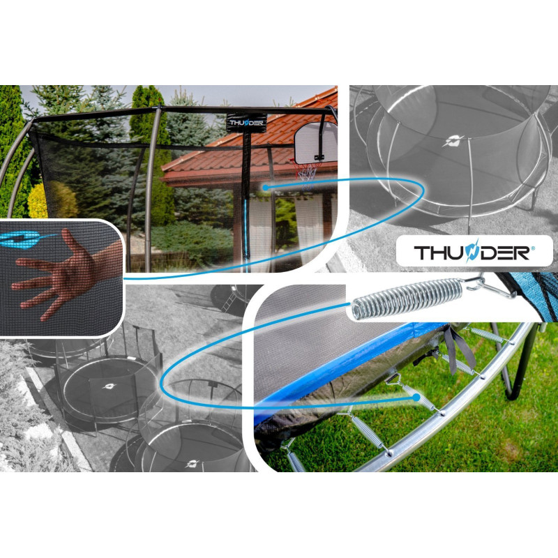 Батут THUNDER INSIDE ULTRA з внутрішньою сіткою 12 футів 374 см чорно-блакитний