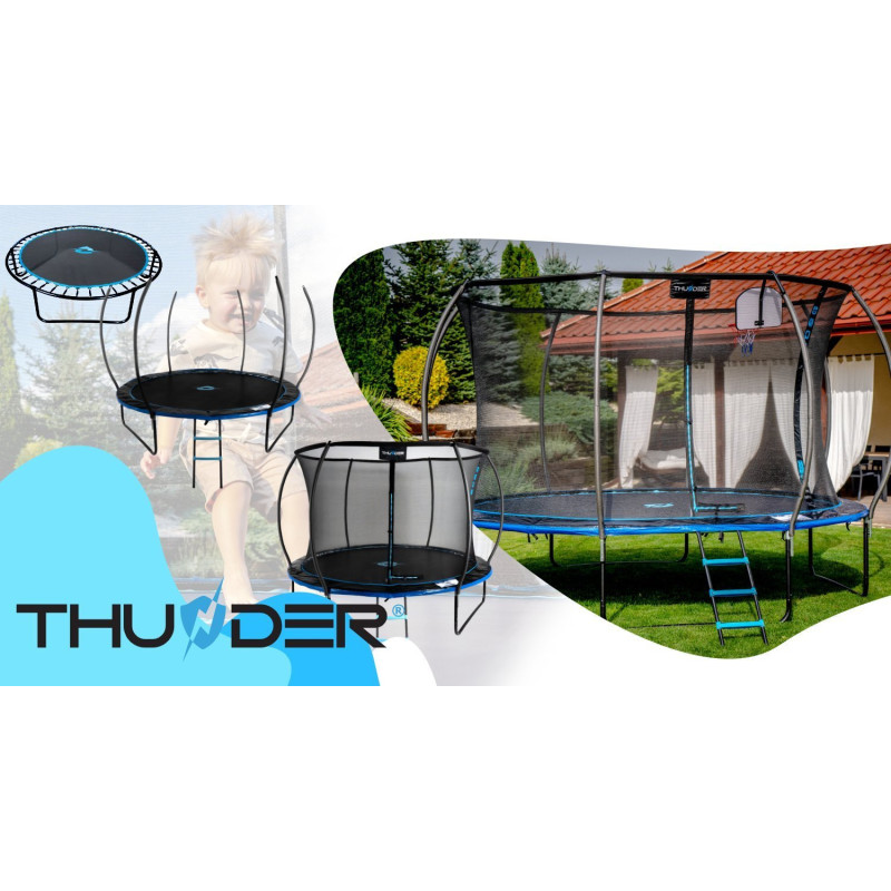 Батут THUNDER INSIDE ULTRA з внутрішньою сіткою 12 футів 374 см чорно-блакитний