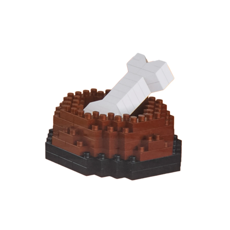 Дитячий конструктор Ramiz 6115 Welsh Corgi з мисочкою на кісткою 1200 ел, коричнево-білий