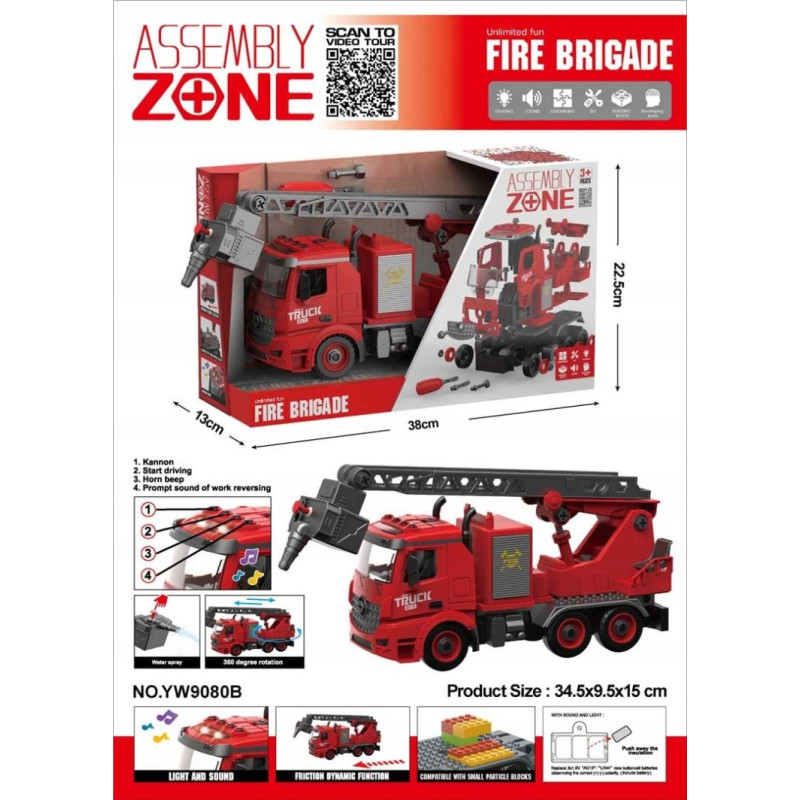 Дитяча іграшкова пожежна машинка зі звуковою та водяною функцією ZAU.YW9080B