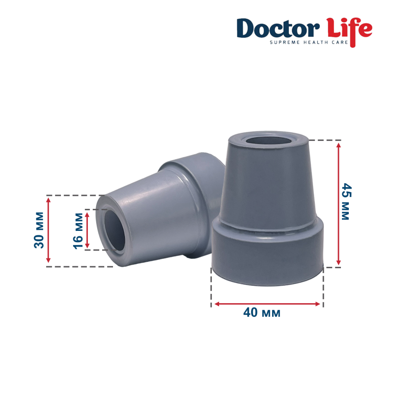 Гумовий наконечник для палиць Doctor Life 10037/2/GR 16 мм сірий (10037/2/GR-2705)