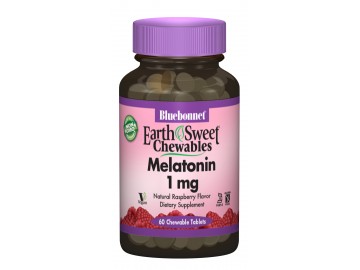 Мелатонін 1мг, Смак Малини, Earth Sweet Chewables, Bluebonnet Nutrition, 60 жувальних таблеток