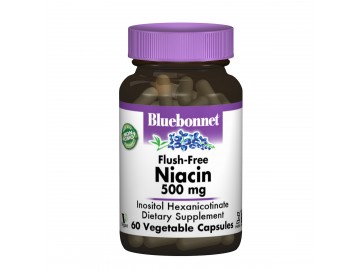 Нiацин без iнфузату (В3) 500мг, Bluebonnet Nutrition, 60 вегетаріанських капсул