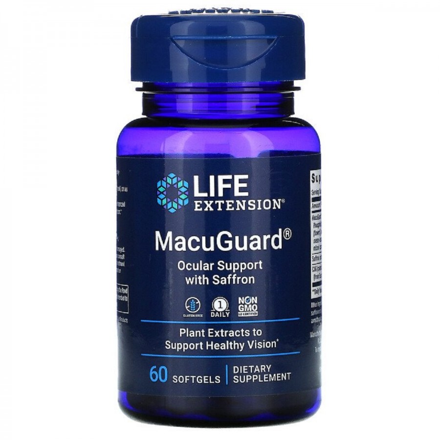 Підтримка Зору з Шафраном, MacuGuard, Ocular Support with Saffron, Life Extension, 60 Гелевих Капсул