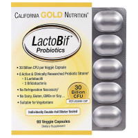 Пробиотики LactoBif, Probiotics, California Gold Nutrition, 30 млрд КОЕ, 60 овощных капсул