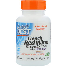 Французький Екстракт Червоного Вина 60мг, BioVin, Doctor's Best, 90 гелевих капсул