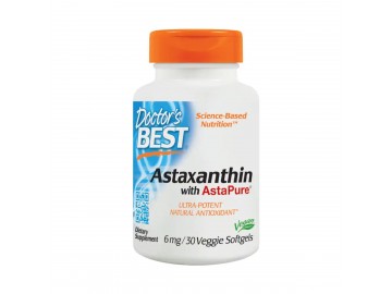 Астаксантин, Astaxanthin AstaPure, Doctor's Best, 6 мг, 30 капсул