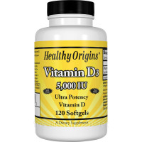 Витамин D3, Vitamin D3 5000 IU, Healthy Origins, 120 капсул