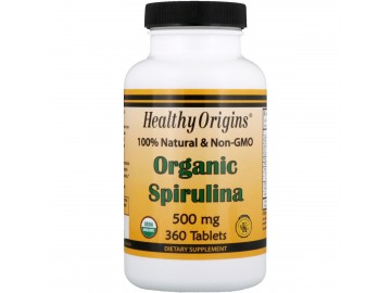 Органічна Спіруліна, Organic Spirulina, Healthy Origins, 500 мг, 360 таблеток