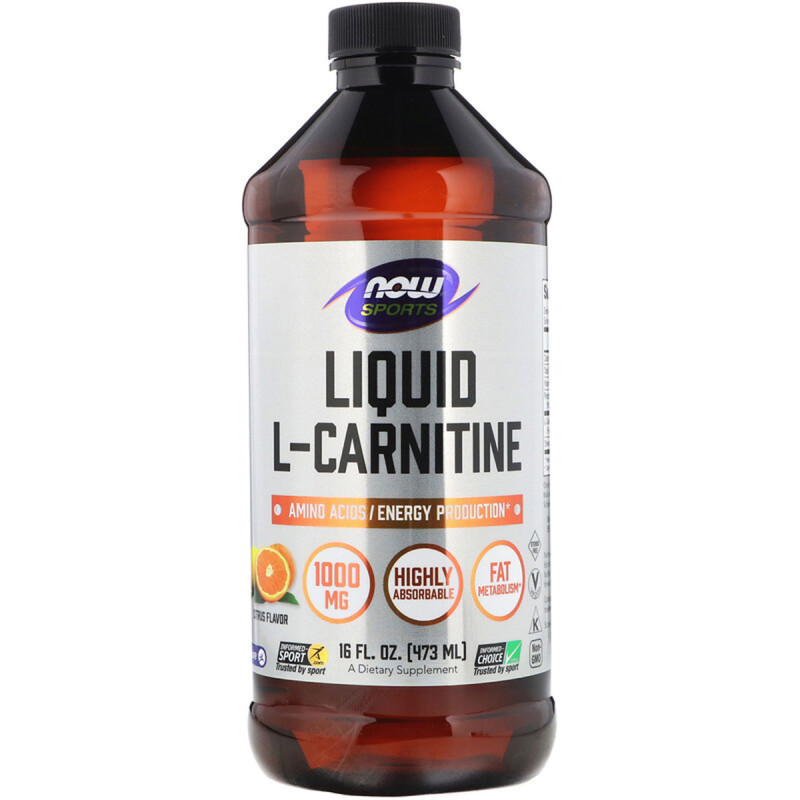 L-Карнитин Рідкий з Цитрусовим Смаком, L-Carnitine, Now Foods, 1000 мг, 473 мл