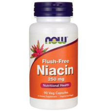 Ніацин (В3), No-Flush Niacin, Now Foods,, 250 мг, 90 вегетаріанських капсул