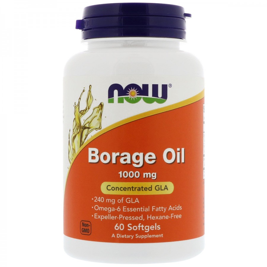 Масло бурачника, Now Foods, Borage Oil, 1000 мг, 60 м'яких желатинових капсул