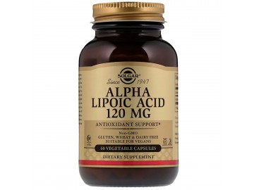 Альфа-Ліпоєва Кислота, Alpha Lipoic Acid, Solgar, 120 мг, 60 капсул