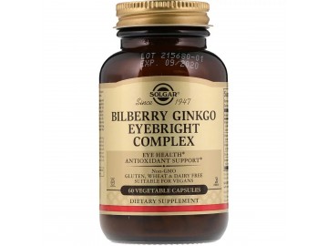 Комплекс для Очей, Bilberry Ginkgo Eyebright Complex, Solgar, 60 капсул