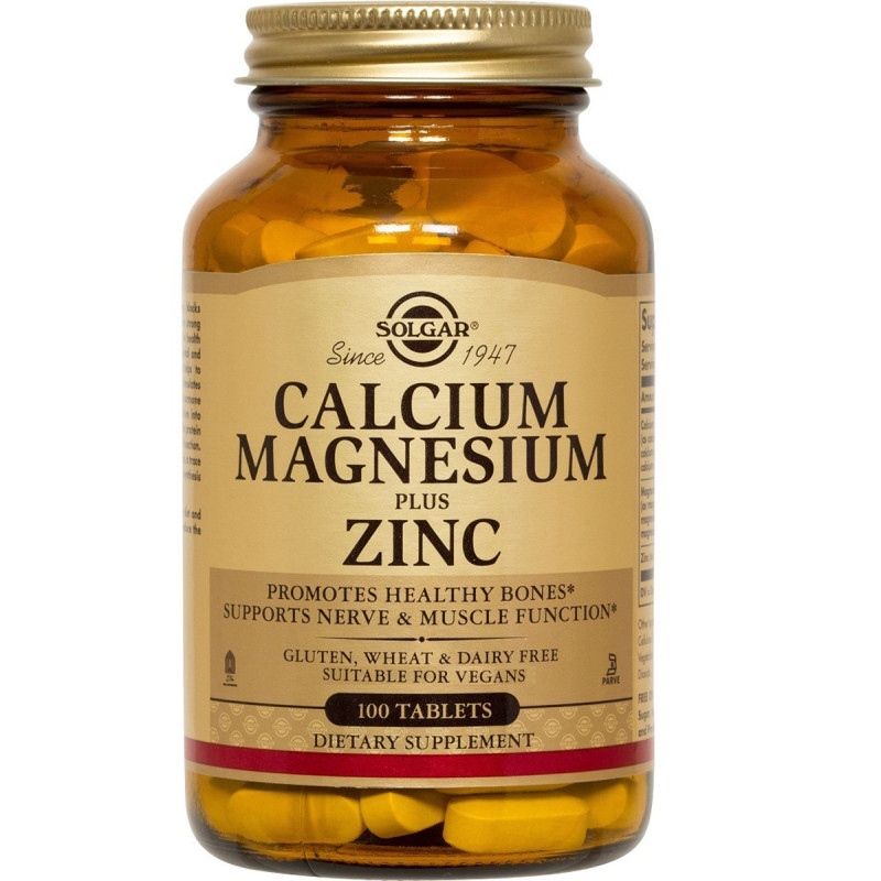 Кальций, Магний и Цинк, Calcium Magnesium Plus Zinc. Solgar, 100 таблеток