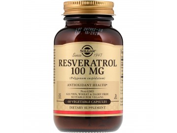 Ресвератрол, Resveratrol, Solgar, 100 мг, 60 вегетарианских капсул