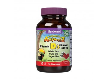 Вітамін D3 400IU для Дітей, Смак Ягід, Rainforest Animalz, Bluebonnet Nutrition, 90 жувальних цукерок