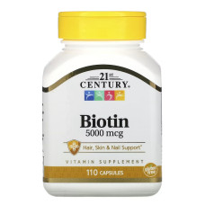 Біотин, 5000 мкг, Biotin, 21st Century, 110 капсул