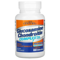 Глюкозамін, хондроїтин та МСМ, Glucosamine Chondroitin Complex Plus MSM, Advanced Triple Strength, 21st Century, 80 таблеток