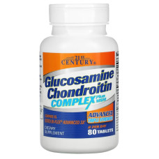 Глюкозамін, хондроїтин та МСМ, Glucosamine Chondroitin Complex Plus MSM, Advanced Triple Strength, 21st Century, 80 таблеток