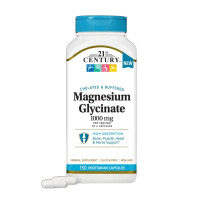 Магній гліцинат, 1000 мг, Magnesium Glycinate, 21st Century, 150 вегетаріанських капсул