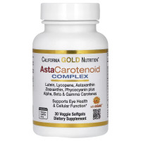 Комплекс астаксантинов, лютеина, лицопина, астаксантина, AstaCarotenoid Complex, Lutein, Lycopene, Astaxanthin Complex, California Gold Nutrition, 30 вегетарианских капсул