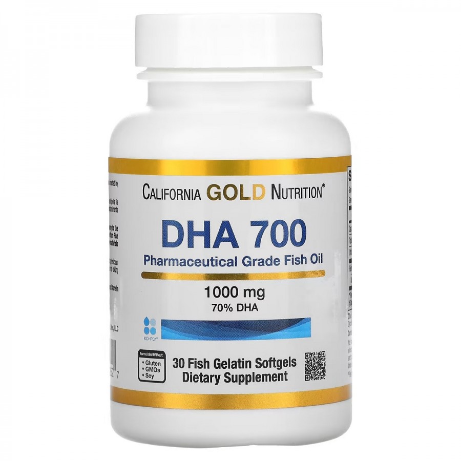 ДГК 700, Риб'ячий жир, 1000 мг, DHA 700 Fish Oil, California Gold Nutrition, 30 желатинових капсул